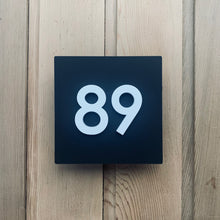 Load image into Gallery viewer, NEW SIZE Modern 3D Illuminated LED House Number Sign15 x 15cm - Kreativ Design Ltd 