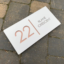 Laden Sie das Bild in den Galerie-Viewer, Modern Landscape Rectangle House Number Sign 30 cm x 15 cm - Kreativ Design Ltd 