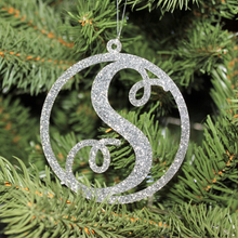 Load image into Gallery viewer, Modern Large Silver Glitter Script Christmas Tree Decorations - Kreativ Design Ltd 