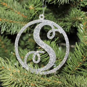 Modern Large Silver Glitter Script Christmas Tree Decorations - Kreativ Design Ltd 