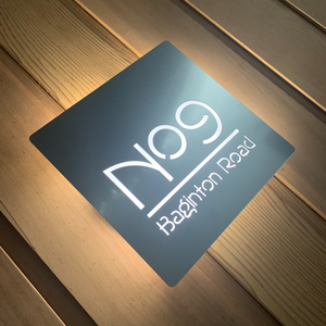 Large Illuminated Modern House Number Sign with Low voltage LED Bespoke Address Plaque 30 x 30 cm - Kreativ Design Ltd 