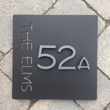 Afbeelding in Gallery-weergave laden, Modern Square House Address Sign with 3D Digits 20 cm x 20 cm - Kreativ Design Ltd 