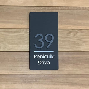 Long Rectangle House Address Sign with stand out 3D Digits 15 cm x 30 cm - Kreativ Design Ltd 