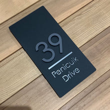 Load image into Gallery viewer, Long Rectangle House Address Sign with stand out 3D Digits 15 cm x 30 cm - Kreativ Design Ltd 