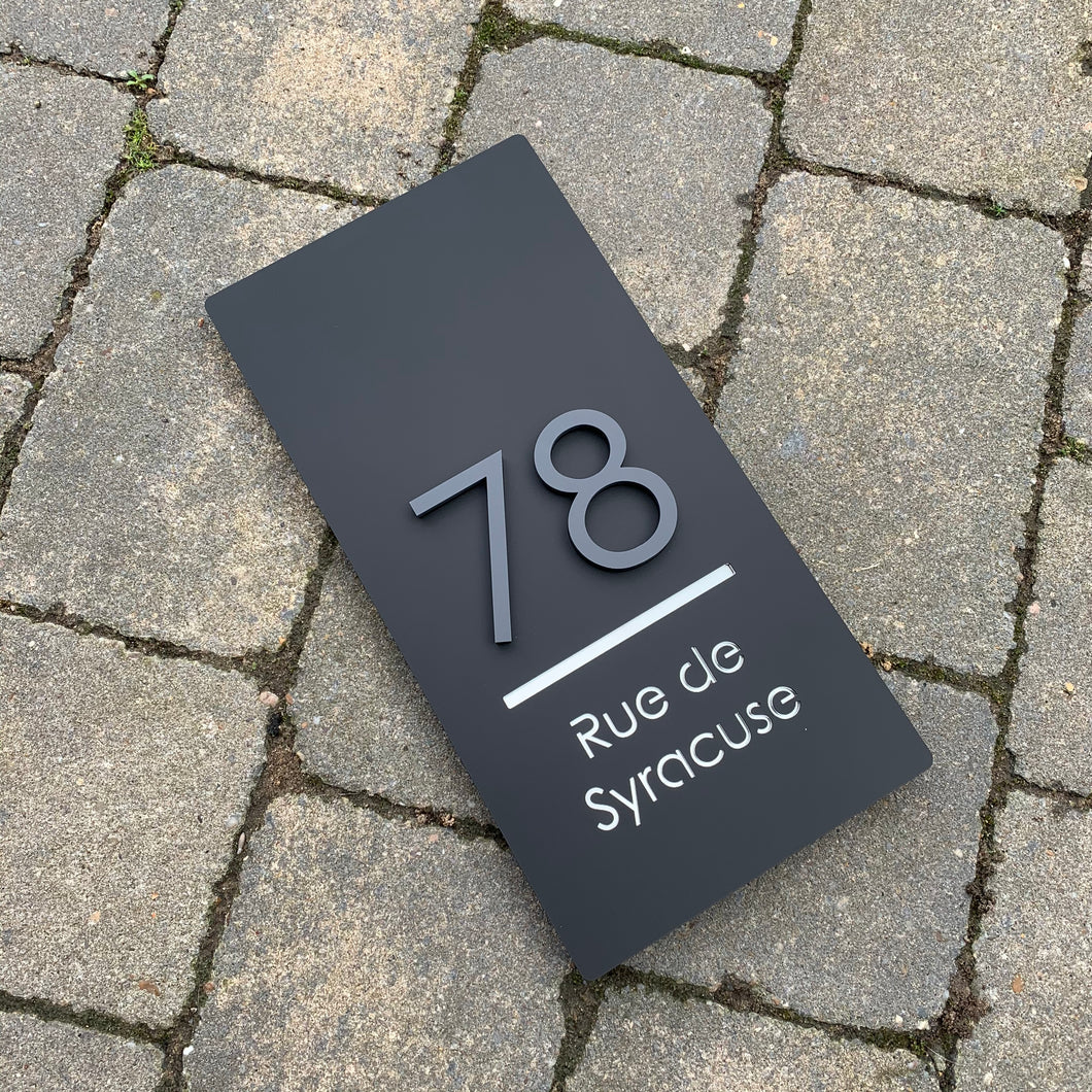 Long Rectangle House Address Sign with stand out 3D Digits 15 cm x 30 cm - Kreativ Design Ltd 