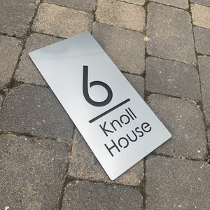 Brushed Metal Effect Modern Rectangle House Number and Address Sign 30 cm x 15 cm - Kreativ Design Ltd 