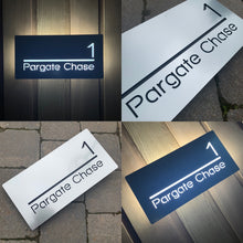 Load image into Gallery viewer, Illuminated LED Modern House Number Personalised Address Plaque 30 x 15cm - Kreativ Design Ltd 