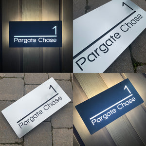 Illuminated LED Modern House Number Personalised Address Plaque 30 x 15cm - Kreativ Design Ltd 