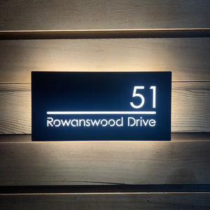 Large Illuminated LED Modern House Address Sign | Bespoke Address Plaque 40 x 20 cm - Kreativ Design Ltd 