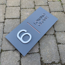 Lataa kuva Galleria-katseluun, Modern Long Vertical Rectangle House Address Sign with 3D Digits 20 cm x 40 cm - Kreativ Design Ltd 