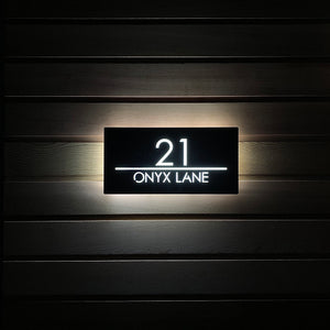 Large Illuminated LED Modern House Address Sign | Bespoke Address Plaque 40 x 20 cm - Kreativ Design Ltd 