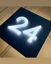 Load image into Gallery viewer, NEW SIZE Modern 3D Illuminated LED House Number Sign - 2 Sizes available - Kreativ Design Ltd 