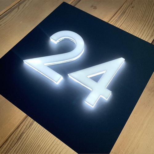 NEW SIZE Modern 3D Illuminated LED House Number Sign - 2 Sizes available - Kreativ Design Ltd 