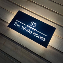 Charger l&#39;image dans la galerie, Large Illuminated LED Modern House Address Sign | Bespoke Address Plaque 40 x 20 cm - Kreativ Design Ltd 