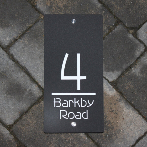 Modern Custom House Address Number Sign – Acrylic & Brushed Letters, Rectangular, Black Or White Base