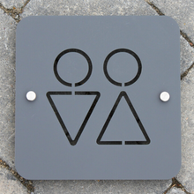 Afbeelding in Gallery-weergave laden, Modern Toilet Sign for bathrooms and homes Large Square Plaque 20cm x20cm Original Unique Laser Cut Design. - Kreativ Design Ltd 